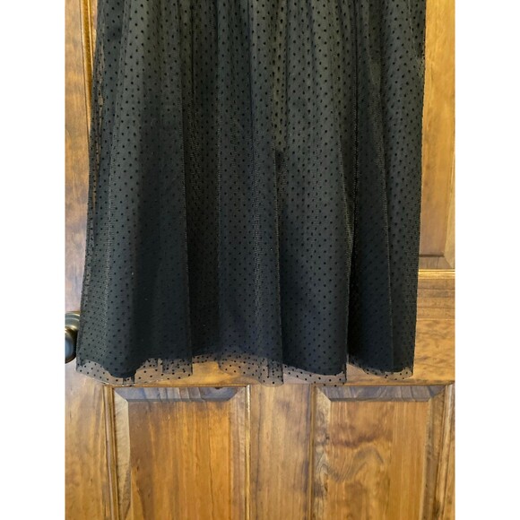J. Crew Black Skirt Size Large Polka Dot Tulle Elastic Waist Classy Goth Witch - Picture 1 of 12